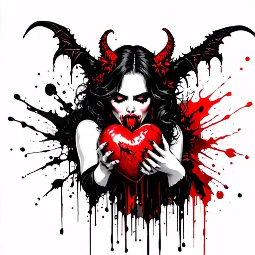 Gothic Succubus Eating A Heart