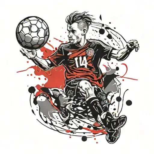 14 And Soccer Player Kicking A Ball