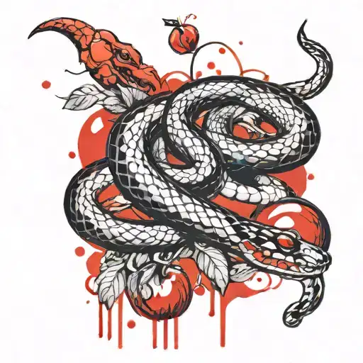 Snake On Hand And Apple