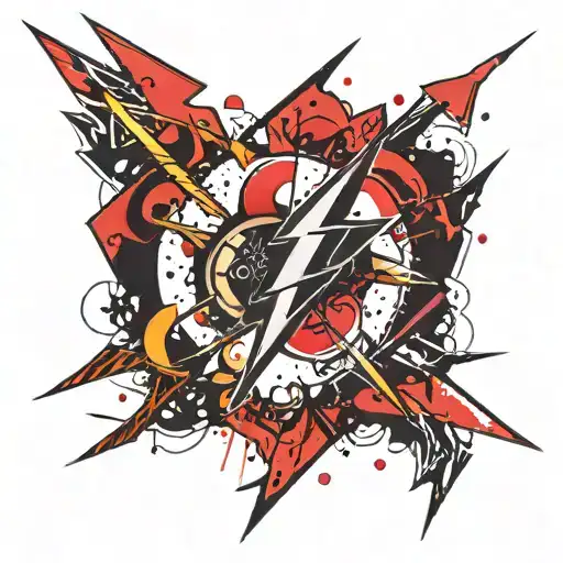 Y2k Tattoo With Lightning Bolts And Hearts