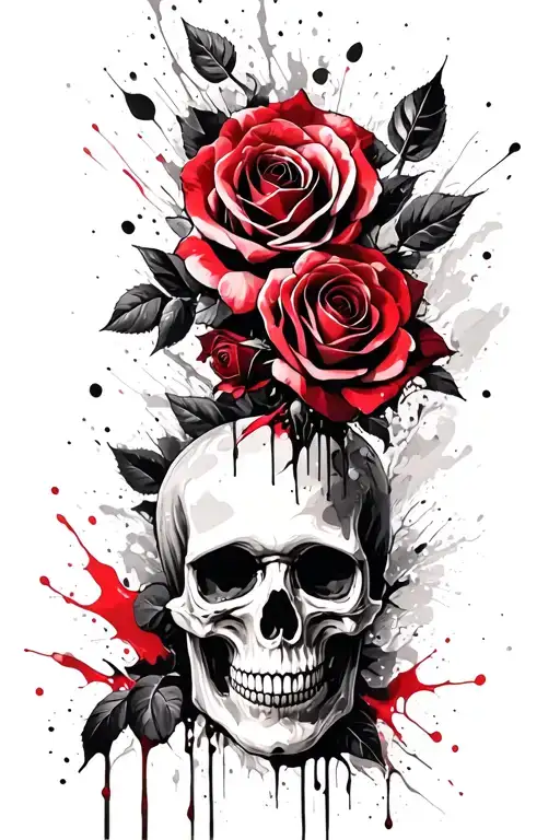 Roses And Skulls Representing Dark Periods
