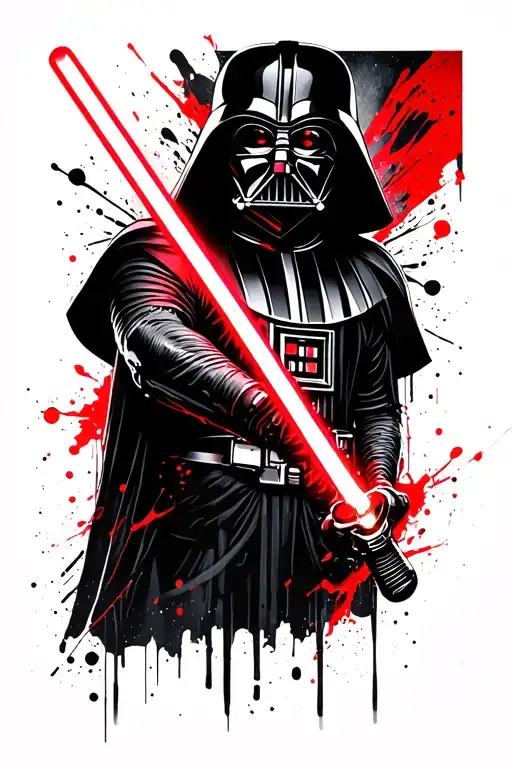Darth Vader He Strangles The Enemy While Holding In His Other Hand Lightsaber