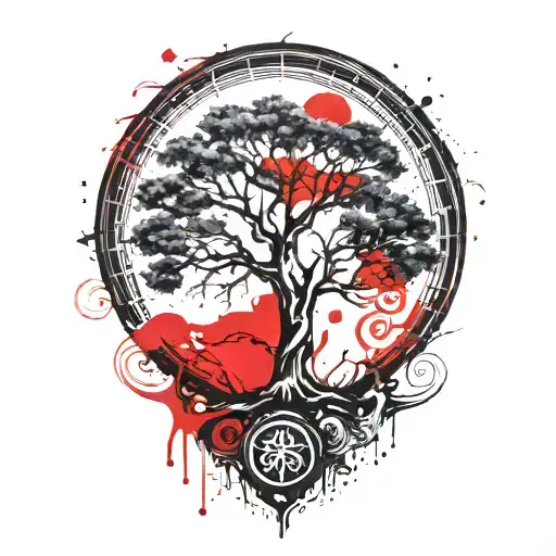Tree Of Life And Sun And Moon