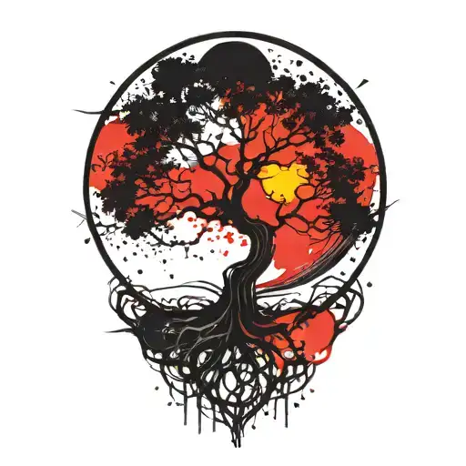 Tree Of Life And Sun And Moon