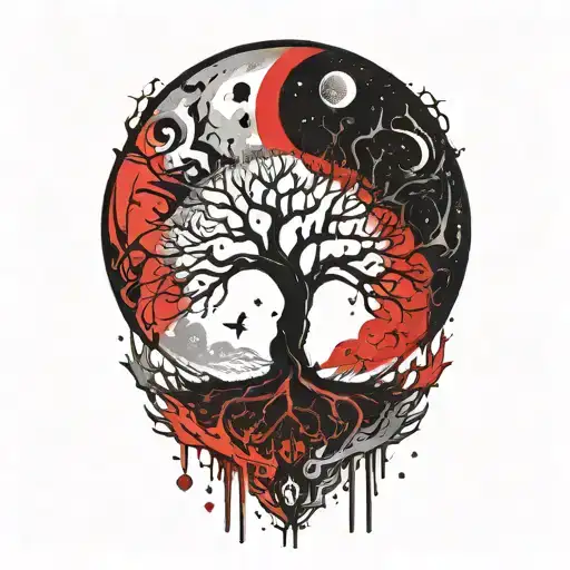 Tree Of Life And Sun And Moon