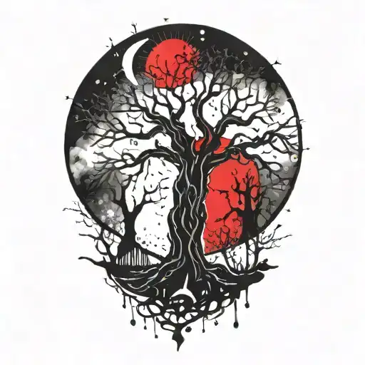 Tree Of Life And Sun And Moon