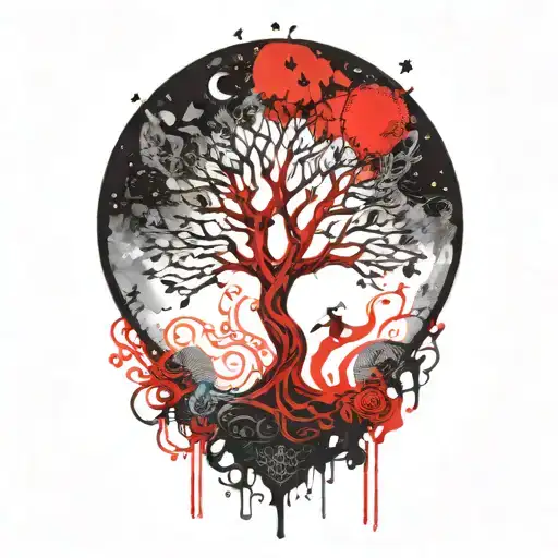 Tree Of Life And Sun And Moon