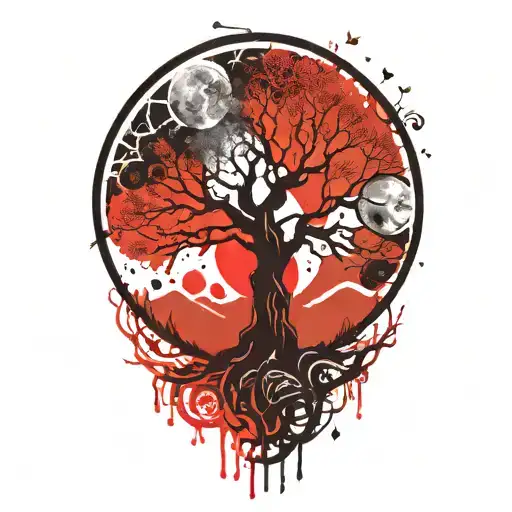 Tree Of Life And Sun And Moon