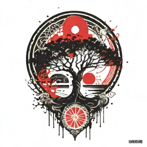 Tree Of Life And Sun And Moon