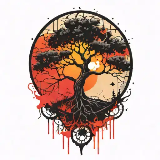 Tree Of Life And Sun And Moon