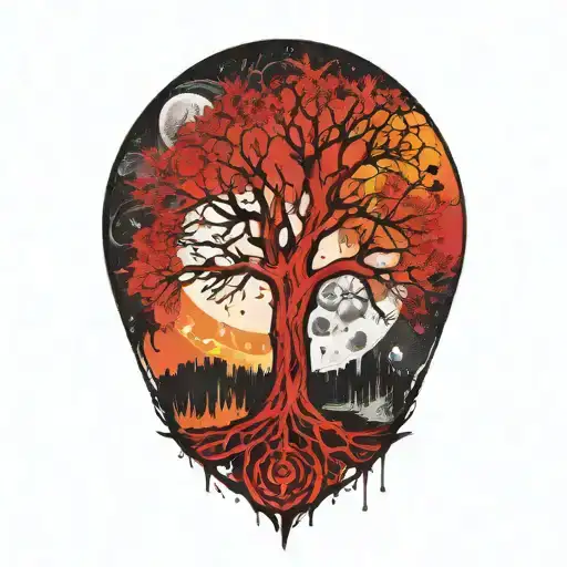 Tree Of Life And Sun And Moon