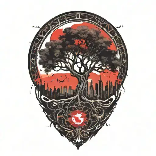 Tree Of Life And Sun And Moon