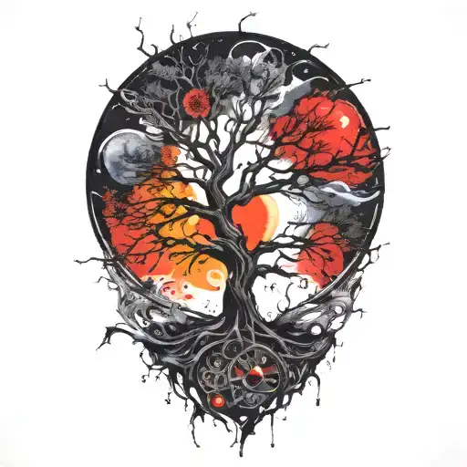 Tree Of Life And Sun And Moon