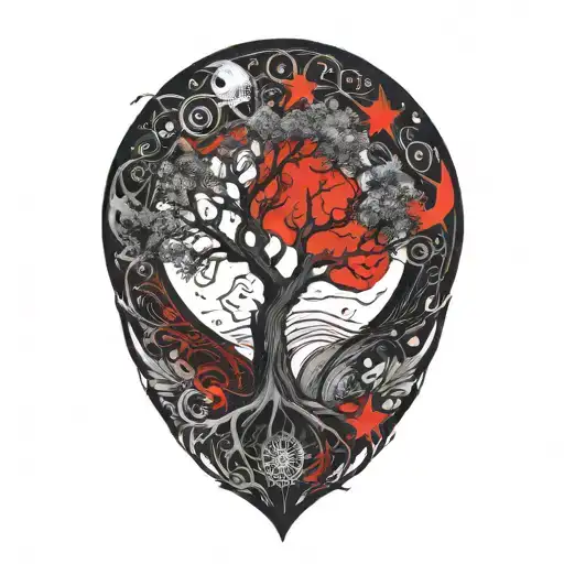 Tree Of Life And Sun And Moon