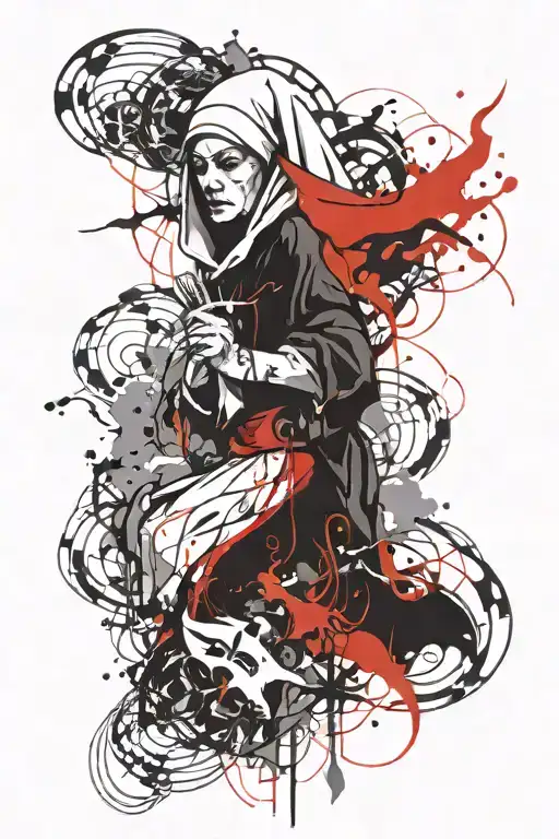 Holy Nun With Crossfacetattoo