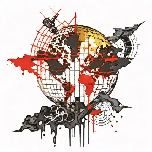 Earth With Grid Lines Melting