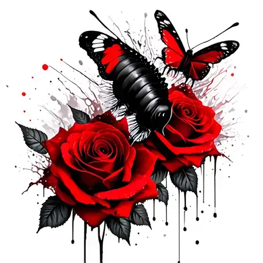 A Caterpillar That Turns Into A Butterfly On 2 Roses