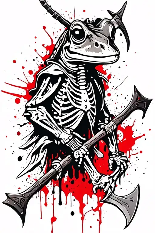 Frog Skeleton Viking Warrior Wielding Double Axes