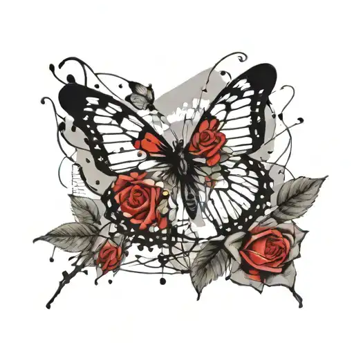 Butterfly And Roses Tangled