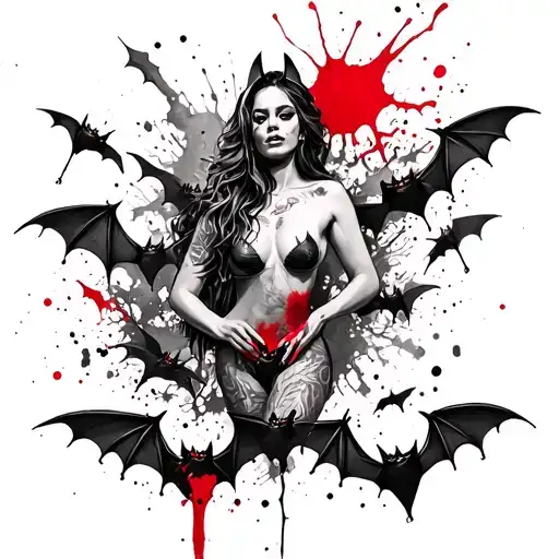 Bats Topless Women Full Body