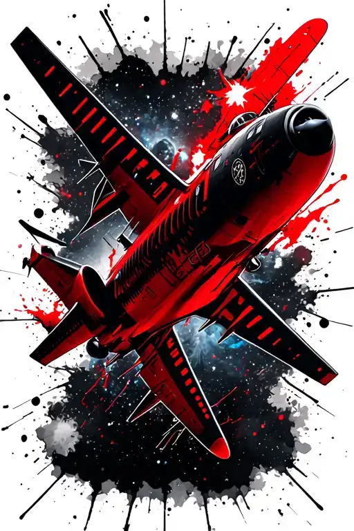 Real Plane Flying In Galaxy Filled