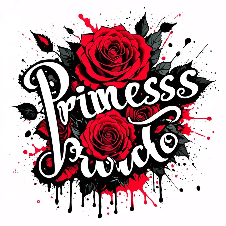 The Word Princess In Cursive Incorporated In Roses