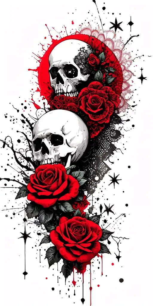 Lace With Skulls In The Lace And Roses Stars And The Moon