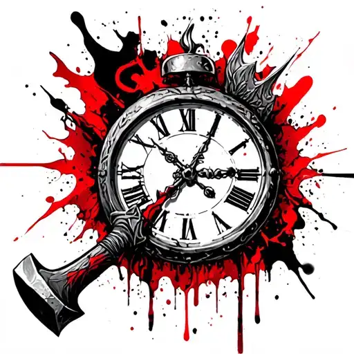 Viking Hammer With Old English Clock In Center