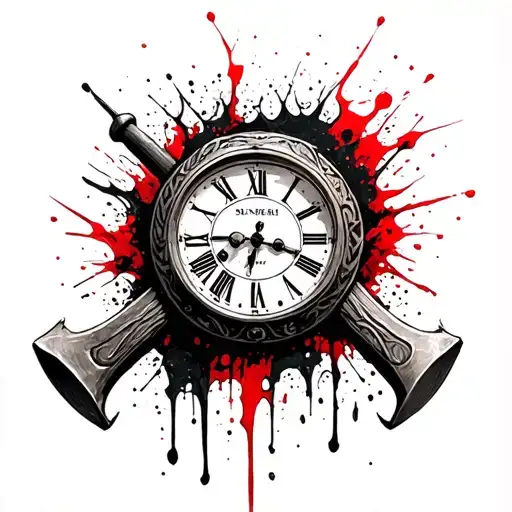 Viking Hammer With Old English Clock In Center