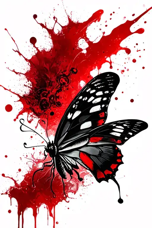 Gothic Butterfly With Bloody Wing Attached