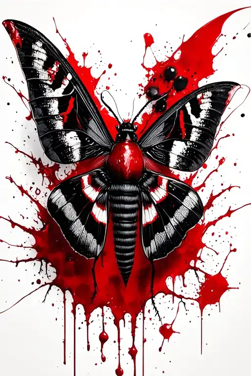 Gothic Moth With Bloody Wing Attached