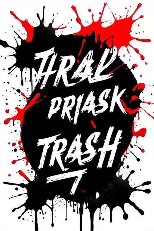 Trash Polka Script With 5 Phrases In Different Fonts And Ink Splashes And Smears Everywhere