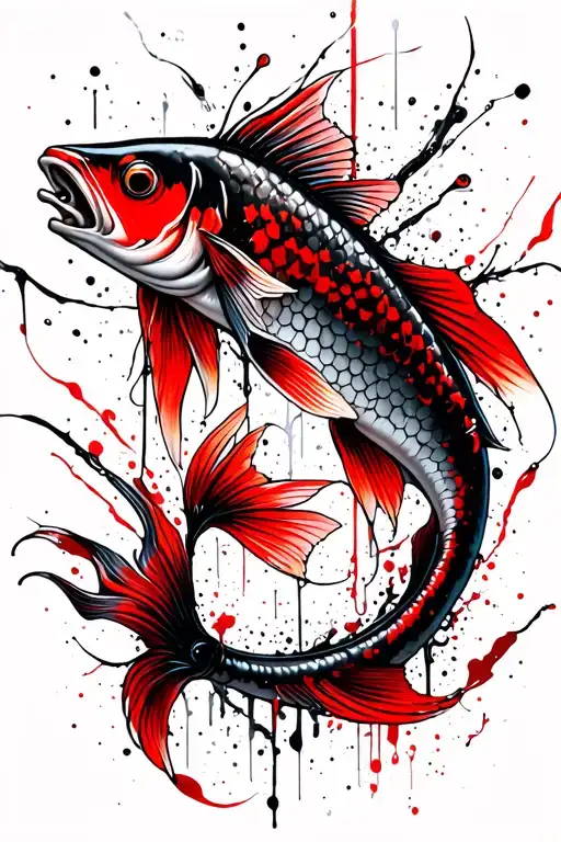 Pisces Fish With Baybayin Script Writing In The Background For Full Back