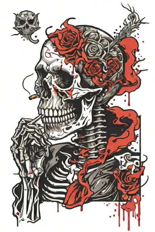 Skeleton Smoking A Cigarette