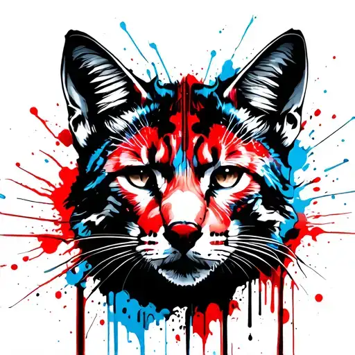 Trash Polka With Blue Instead Of Red Featuring A Lynx