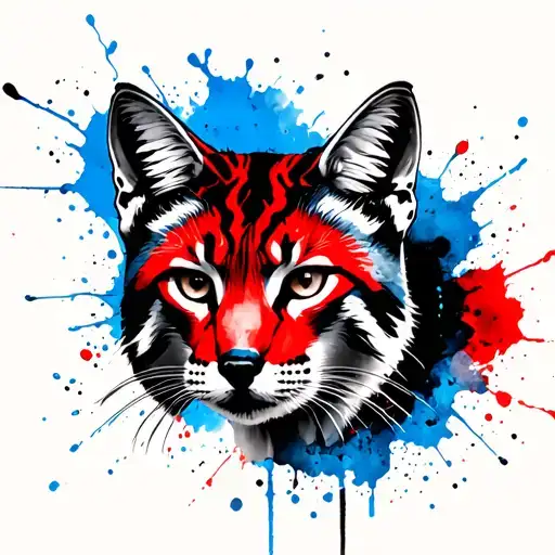 Trash Polka With Blue Instead Of Red Featuring A Lynx Watercolor