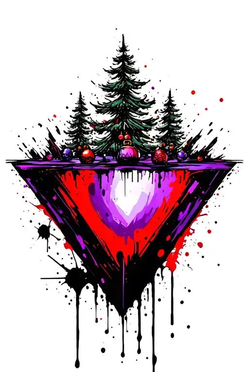 Create A Sketch For With Purple Color And An Inverted Triangle And Christmas Trees On Top