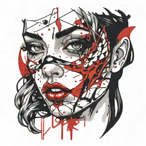 Hentai Girl With Red Sparkling Eyes Colored Hand