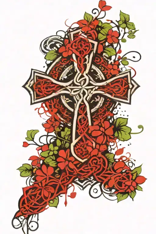 Celtic Cross With A Vine Of Shamrocks Celtic Knots
