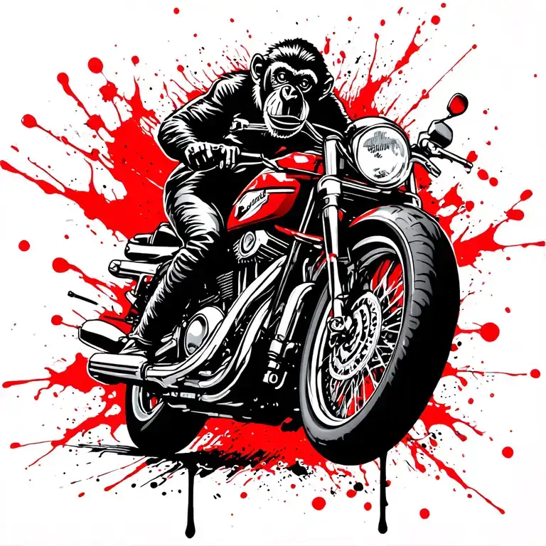 Monkey Rinding Motorcycle Coming At The Viewer