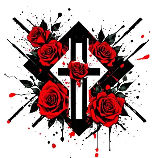 Cross In Diamond With Roses