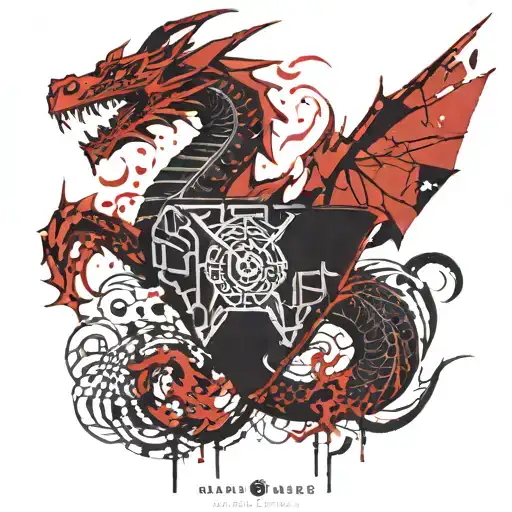 Dragon And Norse Runes