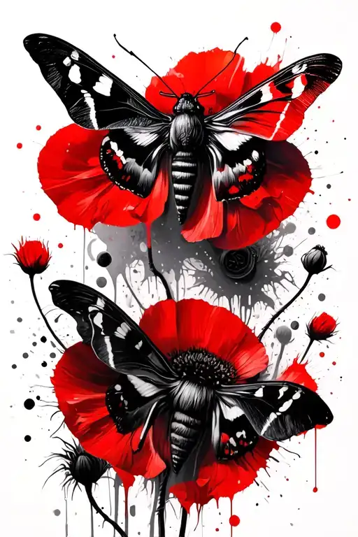 Moth And Wild Poppies