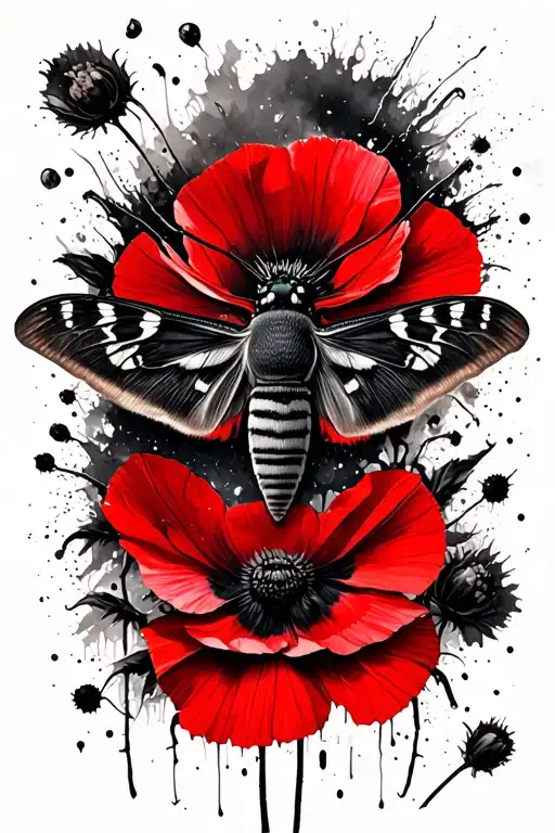 Moth And Wild Poppies