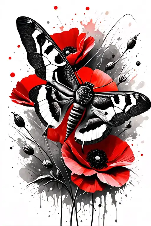 Moth And Wild Poppies