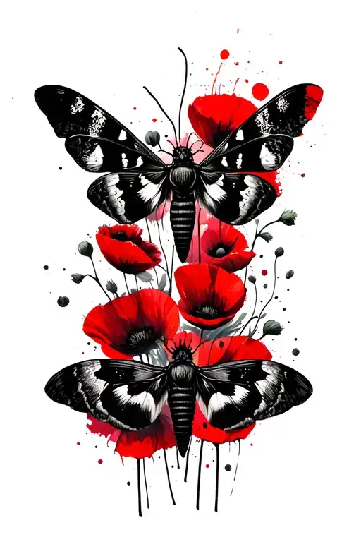 Moth And Wild Poppies