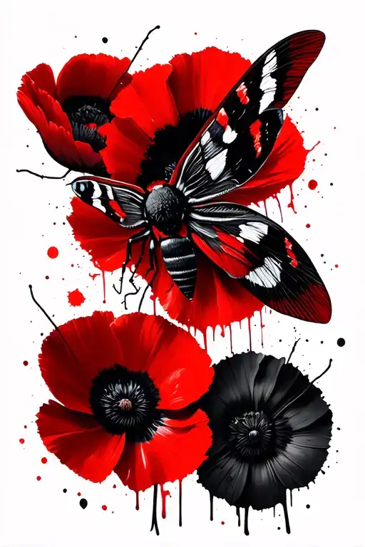 Moth And Wild Poppies