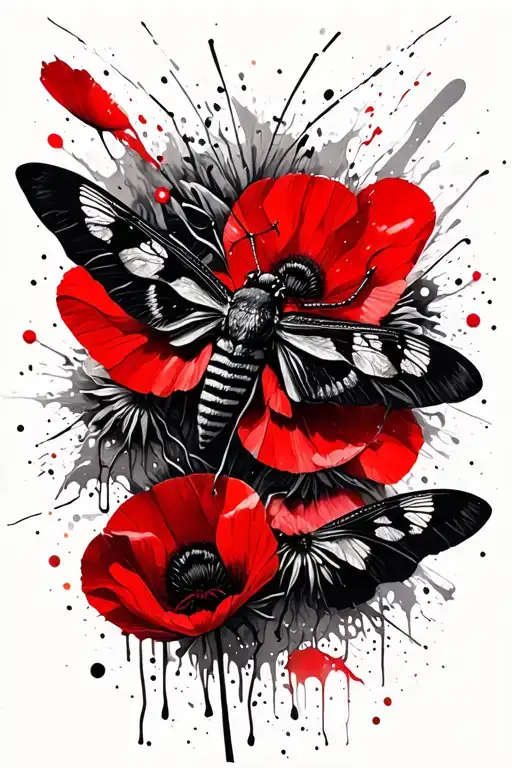 Moth And Wild Poppies