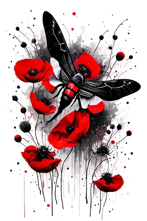 Moth And Wild Poppies