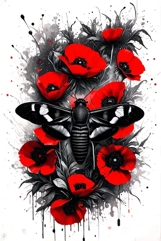 Moth And Wild Poppies